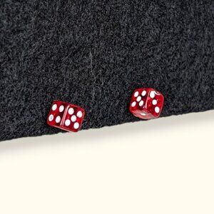 (2/$20) Red & White Dice Stud Earrings